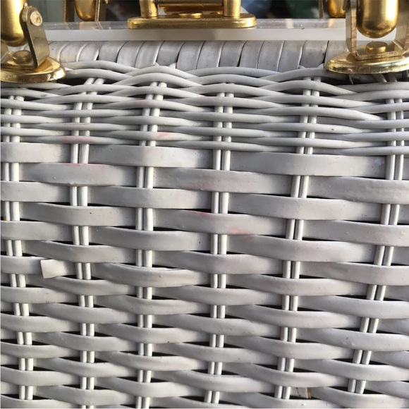 Princess Charming Atlas SeaShell Seahorse Beach Wicker Purse Bag Vintage 50s 60s - Picture 7 of 12